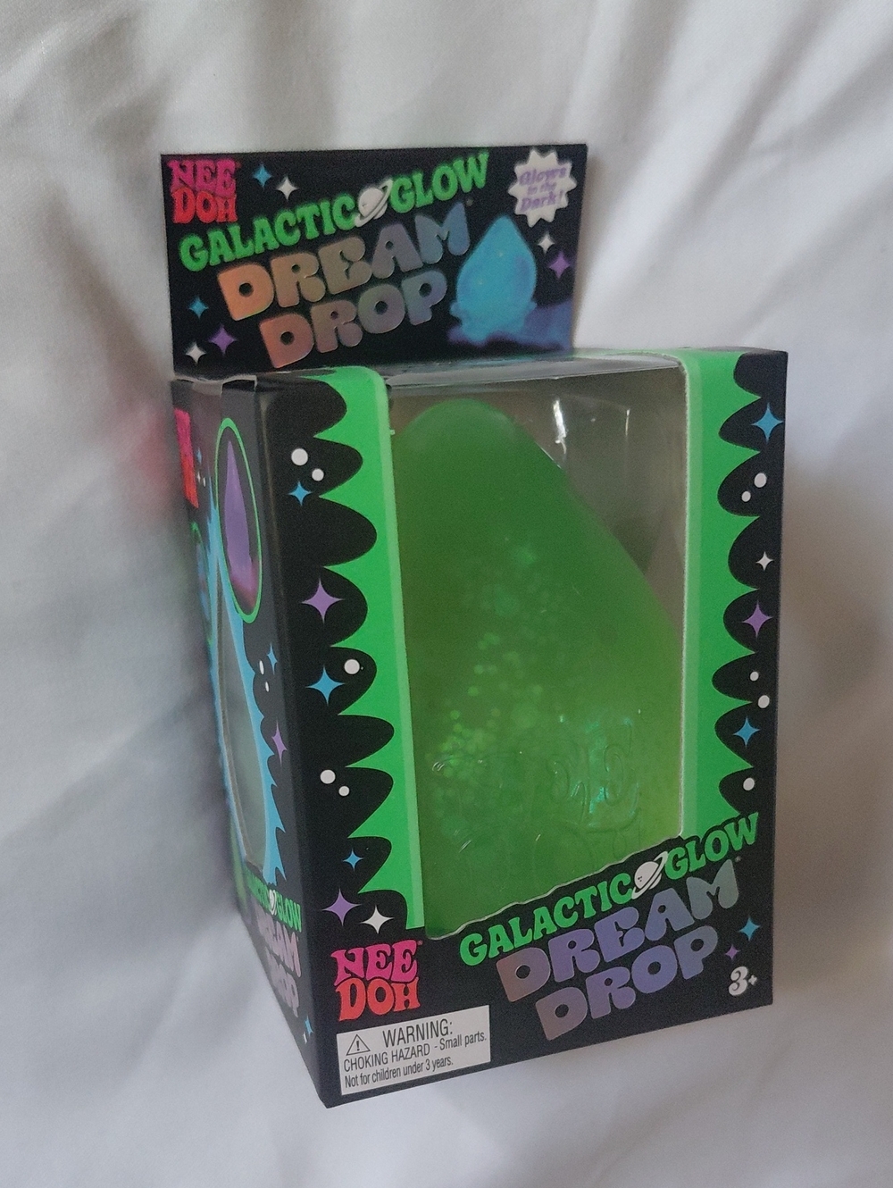 Schylling NeeDoh Galactic Glow Dream Drop Green Glitter Cosmic Bloom